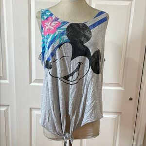 Disney Gray Sleeveless Asymmetrical Tank Top